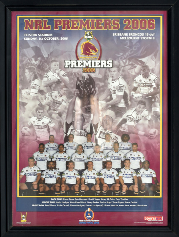 Brisbane Broncos 2006 Premiers Framed :: Brisbane Broncos :: NRL - Rugby  League :: Sports Memorabilia :: Memorabilia Australia