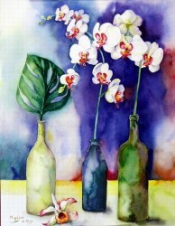 Orchids In Bottles by Milene De Kleijn