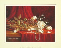 White Roses and Pearls by Peggy Sibley