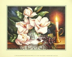 Magnolias and Candle by Peggy Sibley